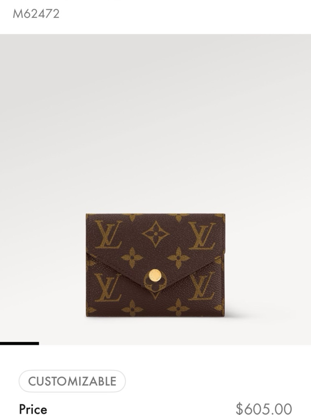 Louis Vuitton Monogram Canvas Wallet in Brown and Gold